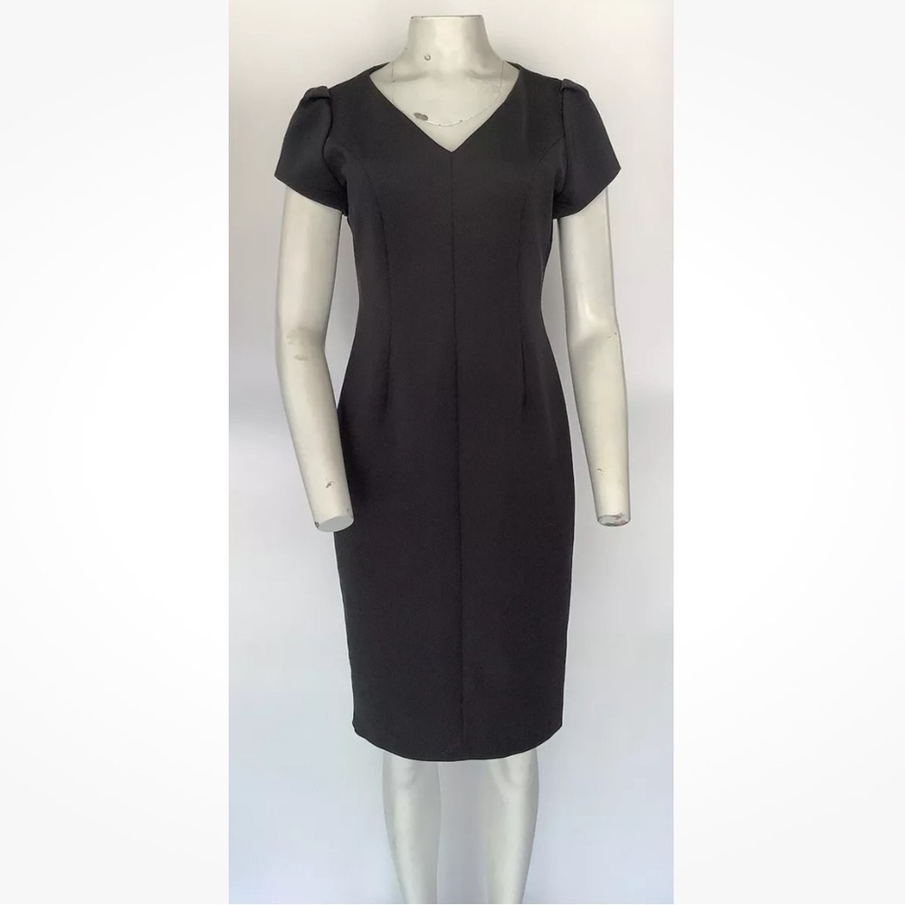 Iris Setlakwe Sz 6 Fit & Flare V Neck Dress Black Polyamide Short Sleeve